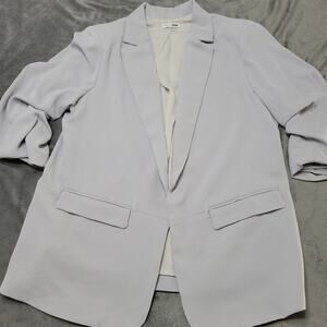 Fashion Nova Blazer Womens 1X Suit Jacket Blue White Stripe Comfort Stretch Open